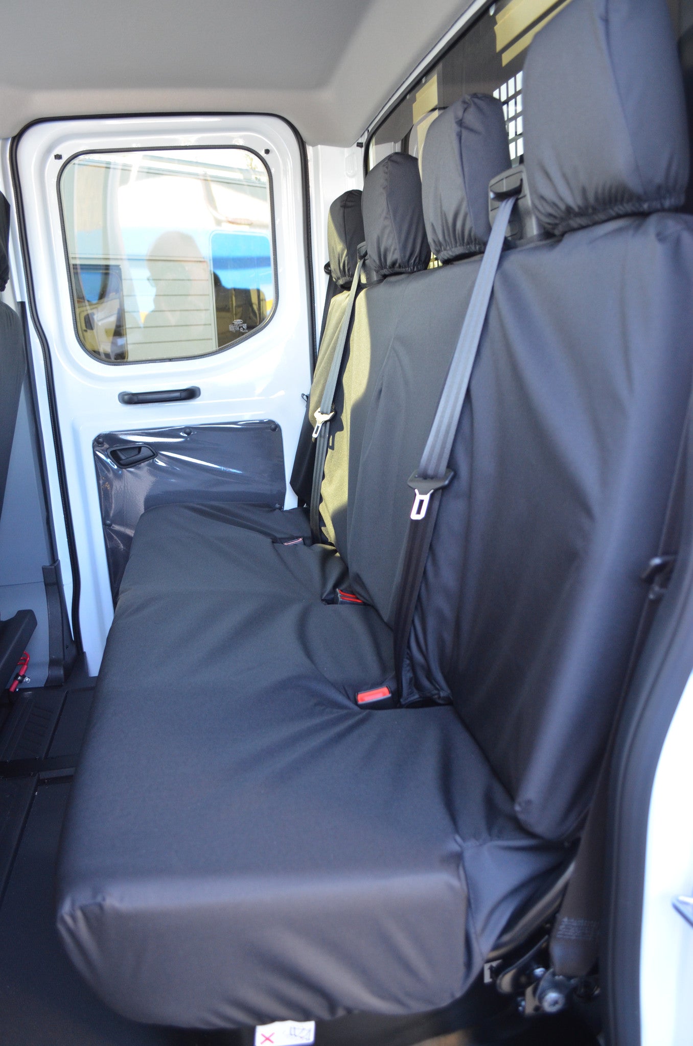 Ford Transit 2014+ Double Tipper Chassis Cab Tailored Rear Quad Black Seat Cover
