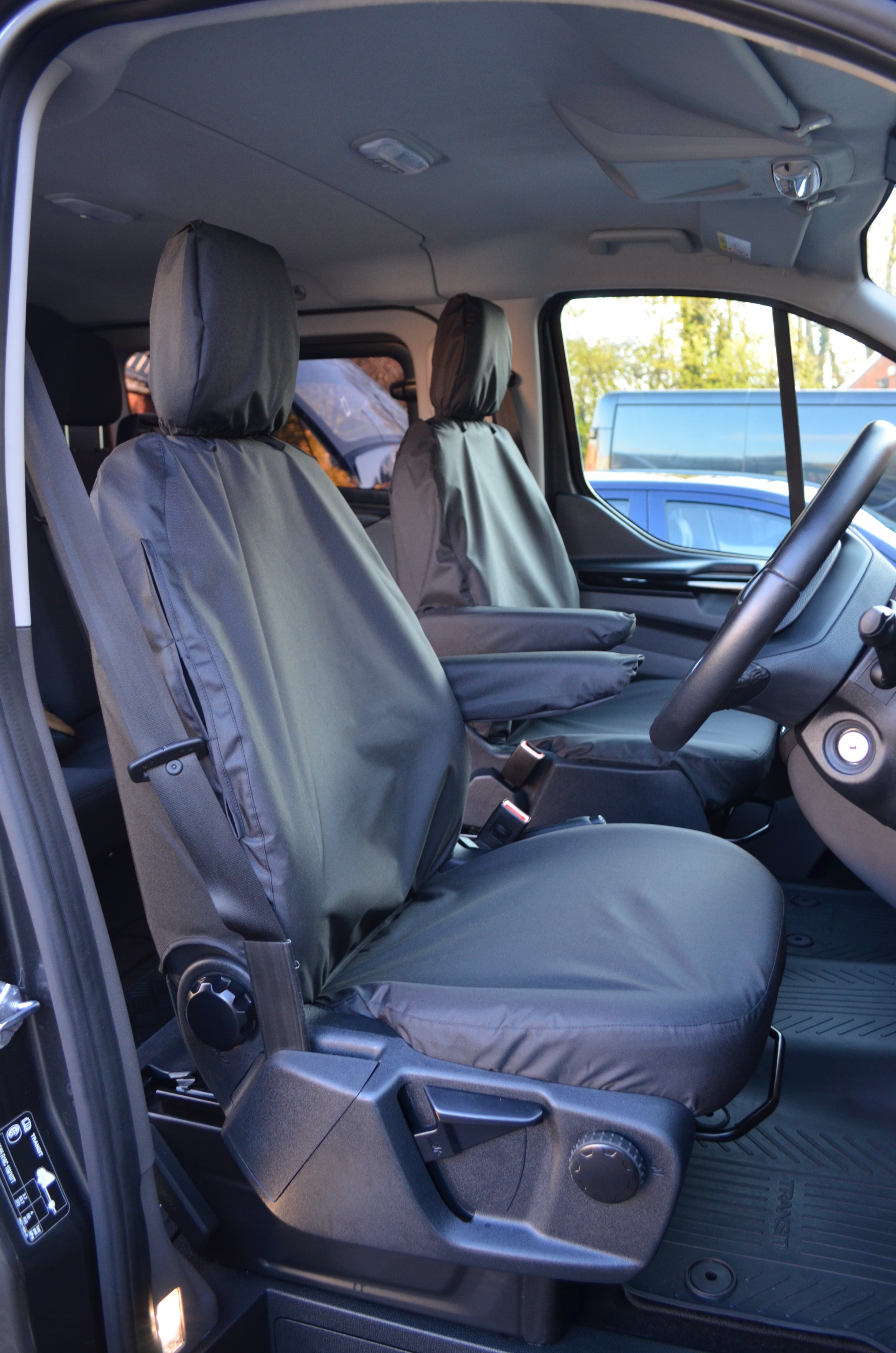 Ford Transit Custom PHEV 2019+ Tailored Waterproof Front 2 Seat Covers Grey Camo